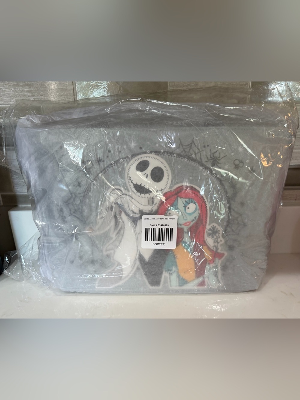Loungefly Disney The Nightmare Before Christmas Jack, Sally & Zero Sequin Tote - Picture 5 of 6
